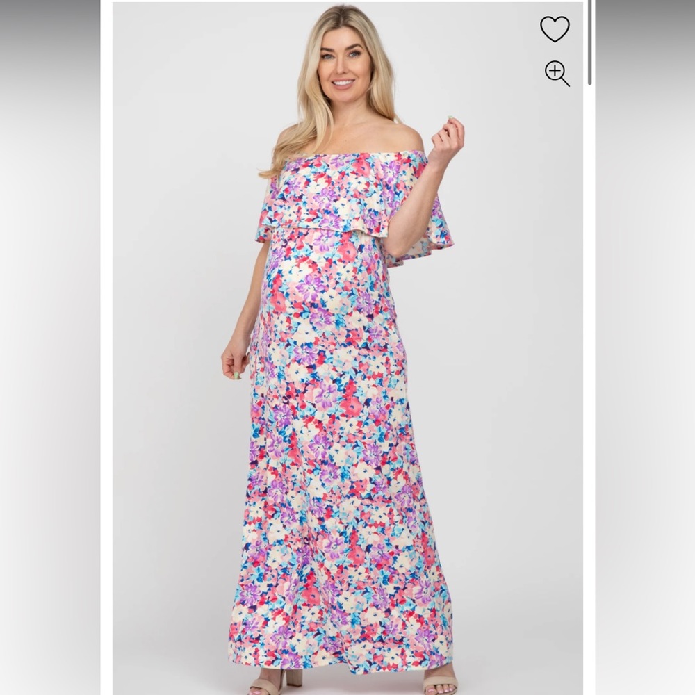 PinkBlush off the shoulder maxi maternity dress